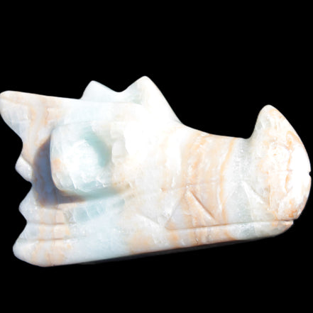 Caribbean Calcite hand-carved dragon's head 221.7g