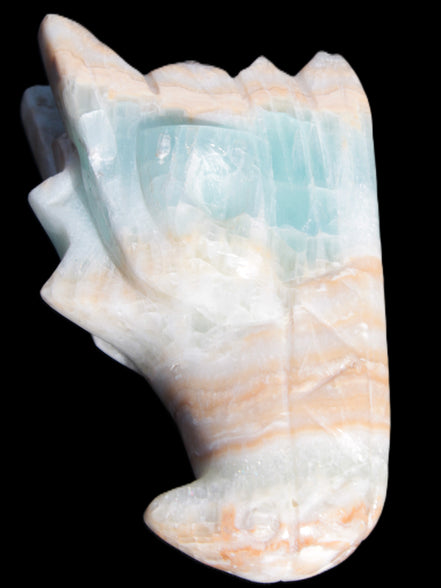 Caribbean Calcite hand-carved dragon's head 221.7g
