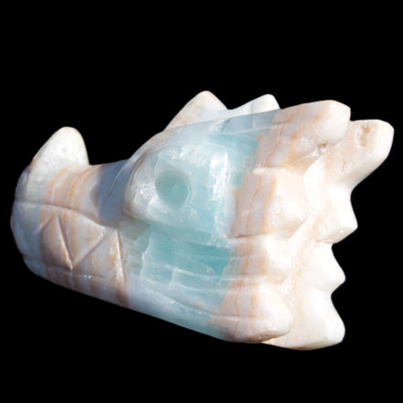 Caribbean Calcite hand-carved dragon's head 221.7g