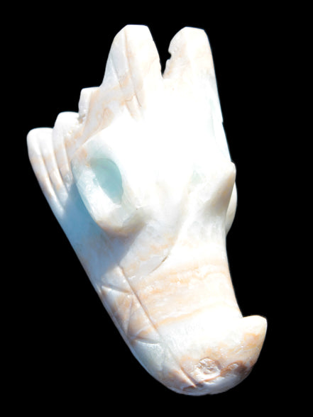 Caribbean Calcite hand-carved dragon's head 221.7g