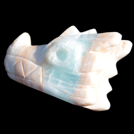 Caribbean Calcite hand-carved dragon's head 221.7g
