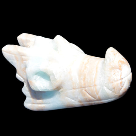 Caribbean Calcite hand-carved dragon's head 221.7g
