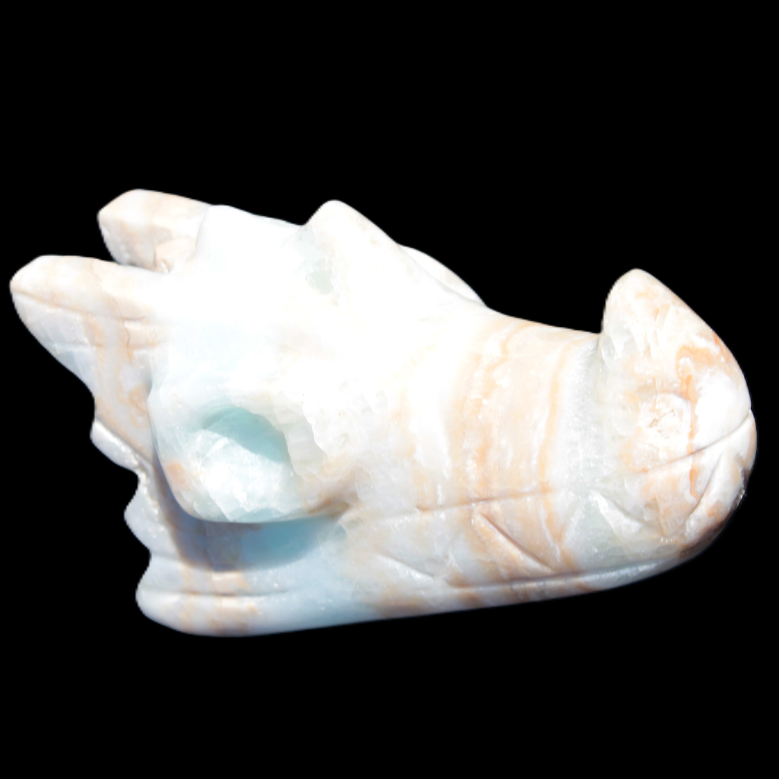 Caribbean Calcite hand-carved dragon's head 221.7g