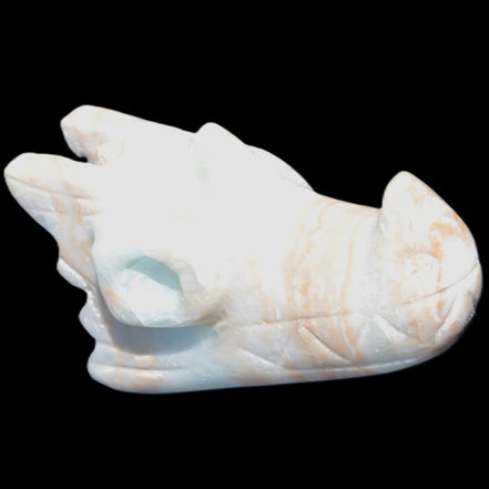 Caribbean Calcite hand-carved dragon's head 221.7g