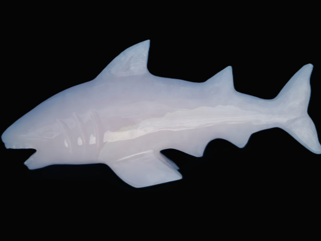 Mangano Calcite hand-carved shark 687g Rocks and Things