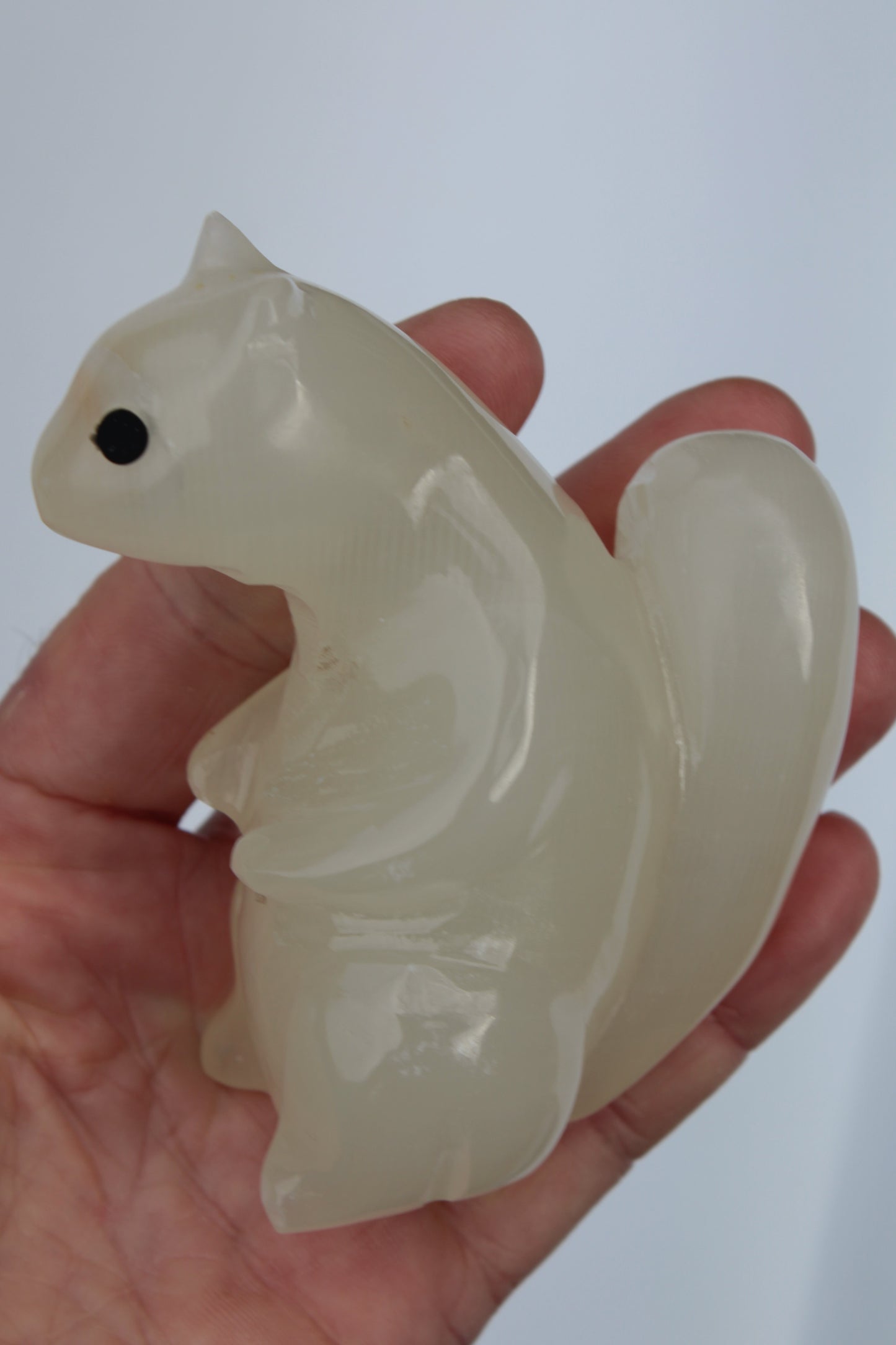 Squirrel hand carved in Calcite 352.7g Rocks and Things