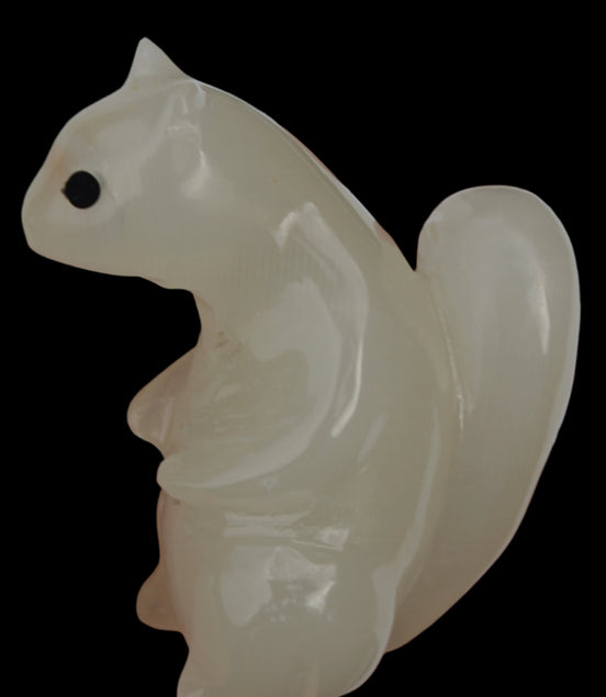 Squirrel hand carved in Calcite 352.7g in sunshine - Rocks and Things Store