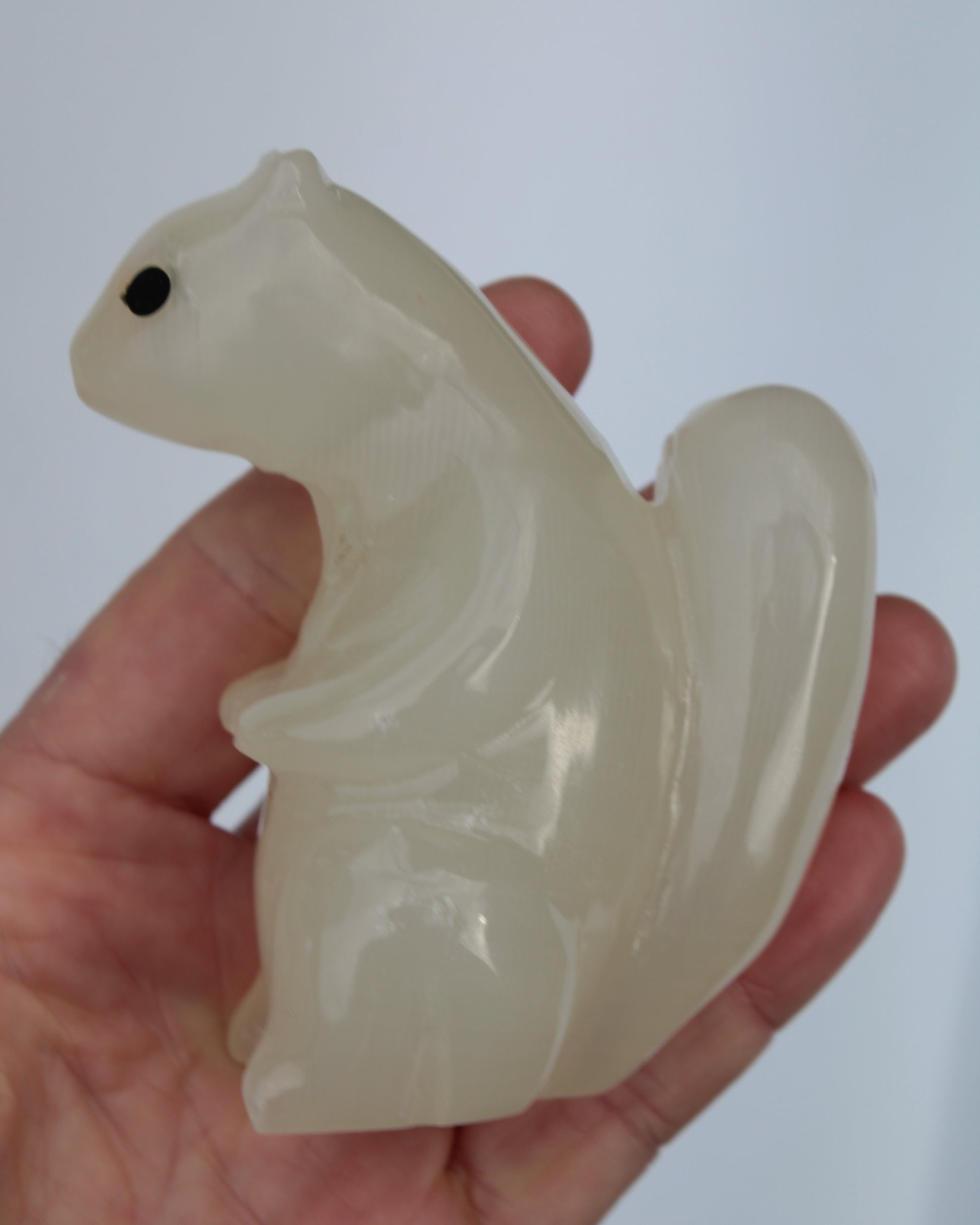 Squirrel hand carved in Calcite 352.7g Rocks and Things