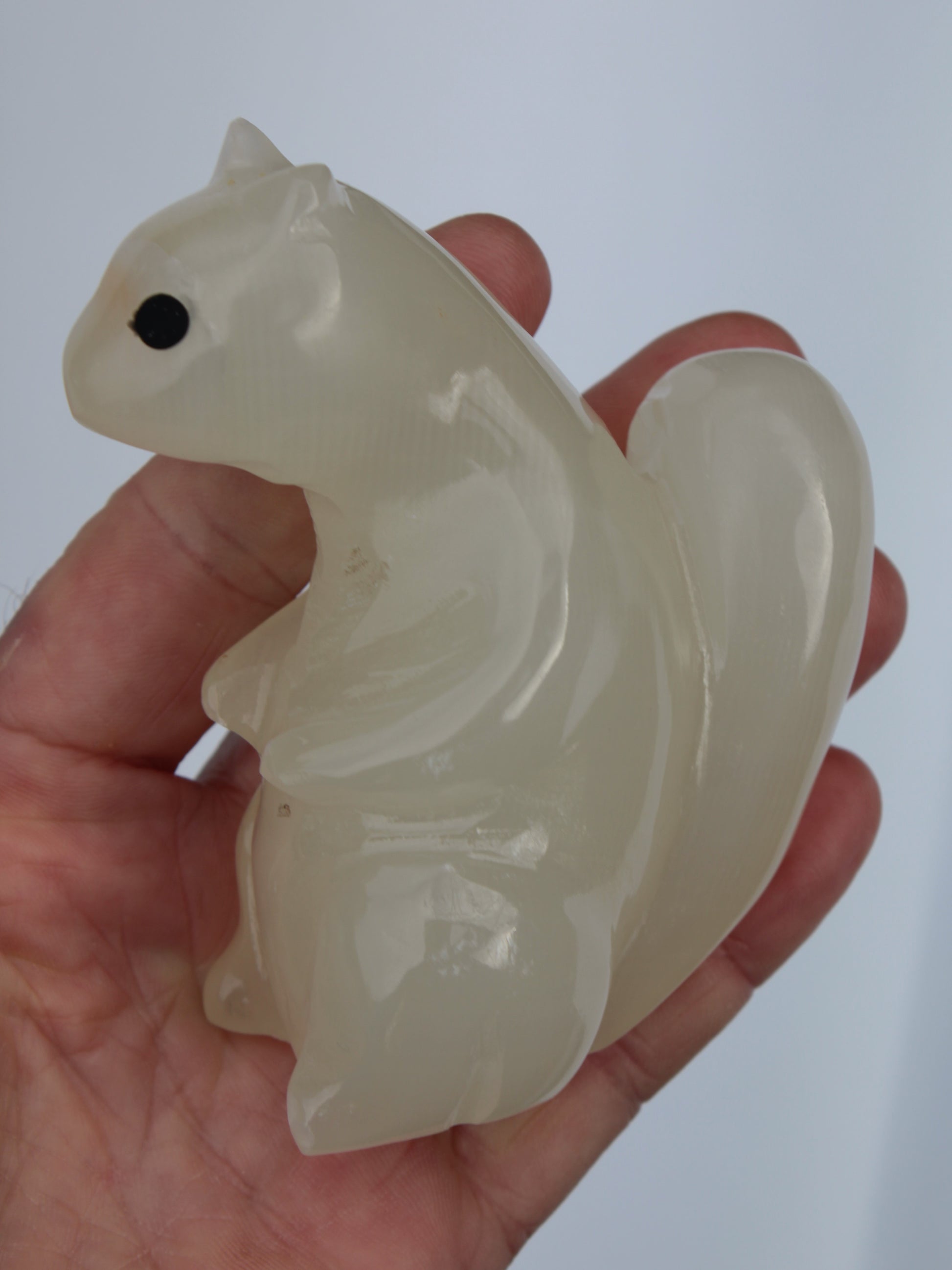 Squirrel hand carved in Calcite 352.7g Rocks and Things