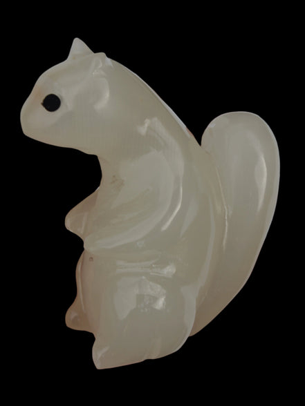 Squirrel hand carved in Calcite 352.7g in sunshine - Rocks and Things Store
