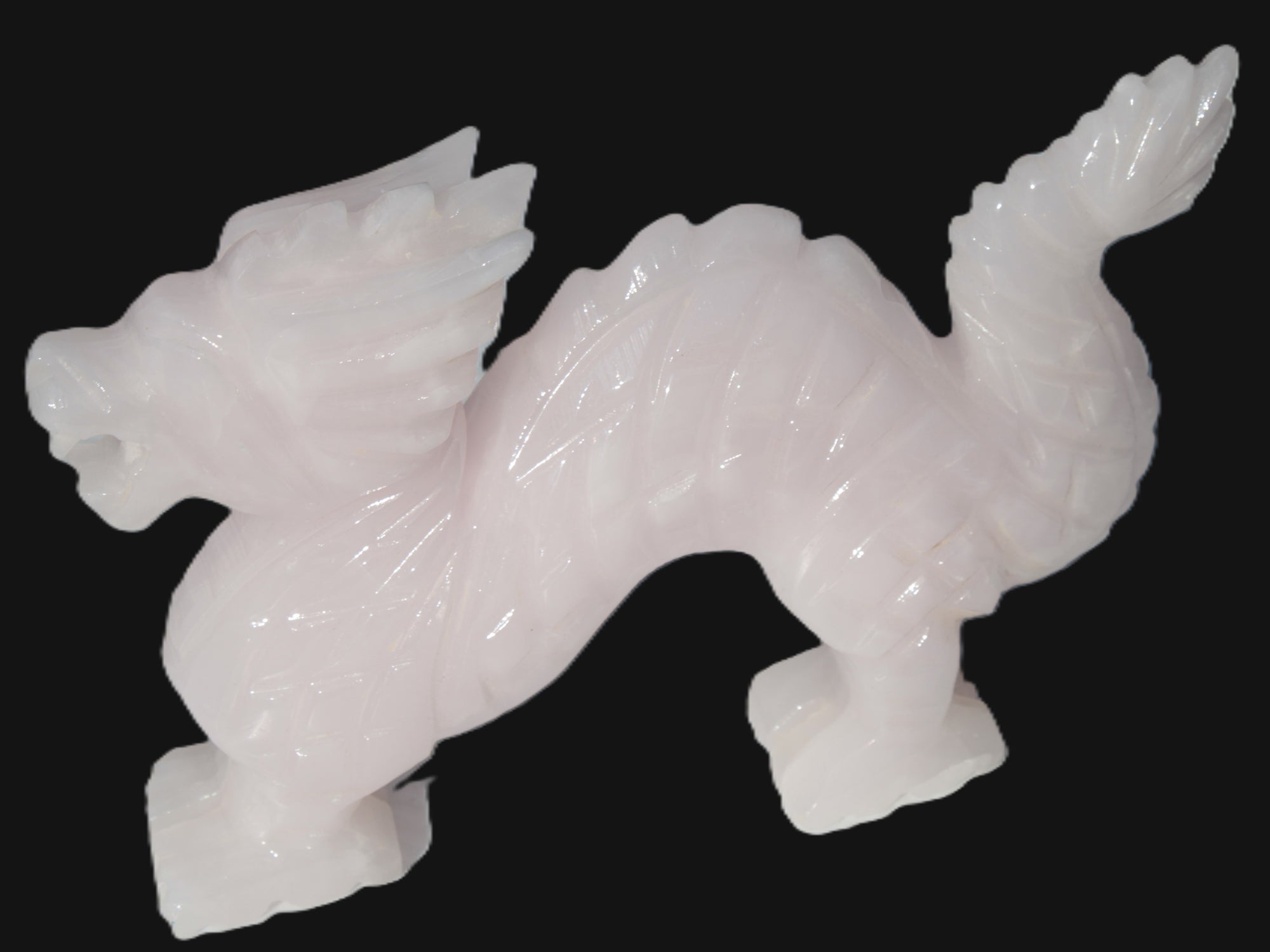 Mangano Calcite hand-carved Dragon 952g Rocks and Things