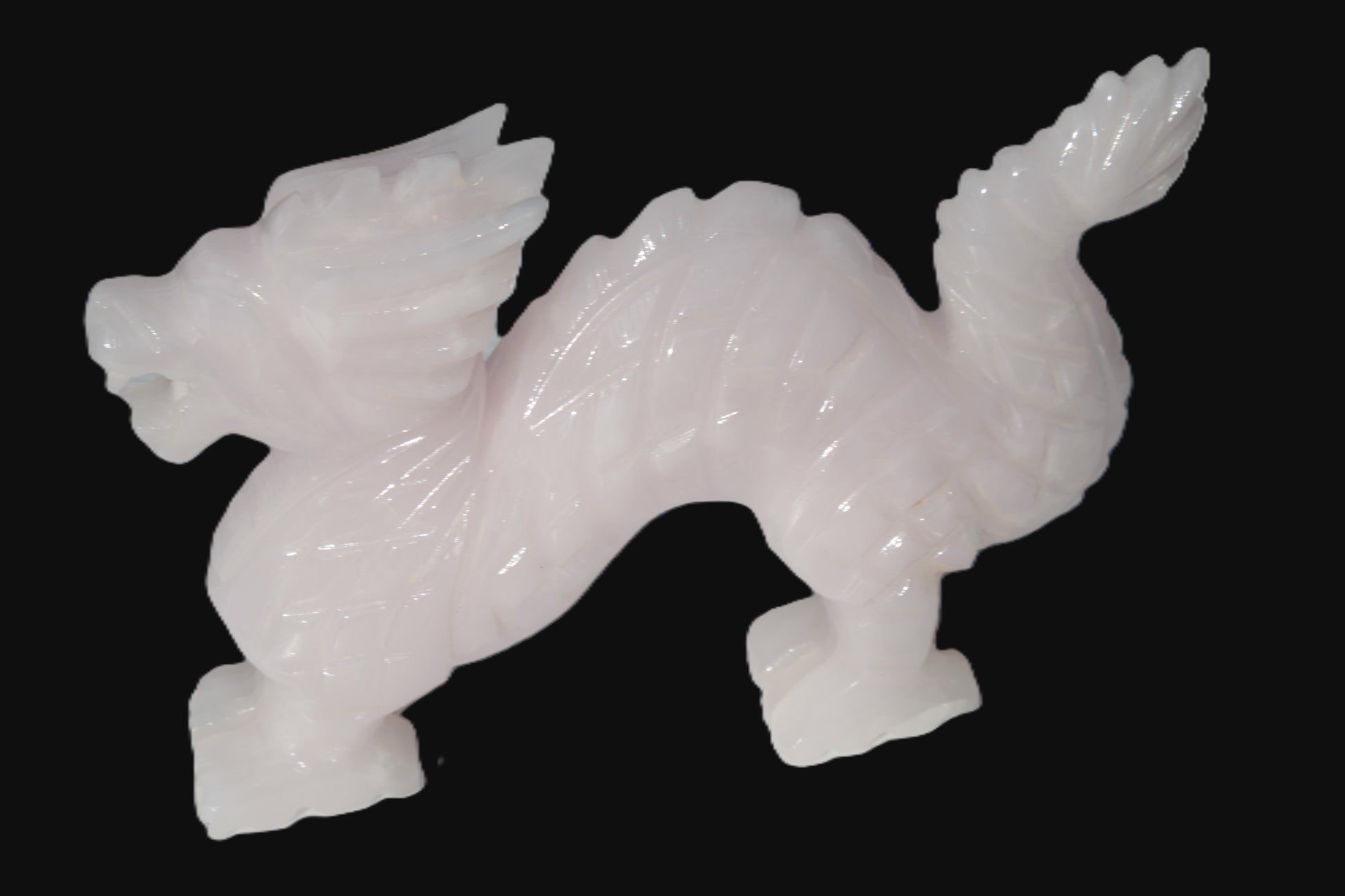 Mangano Calcite hand-carved Dragon 952g Rocks and Things