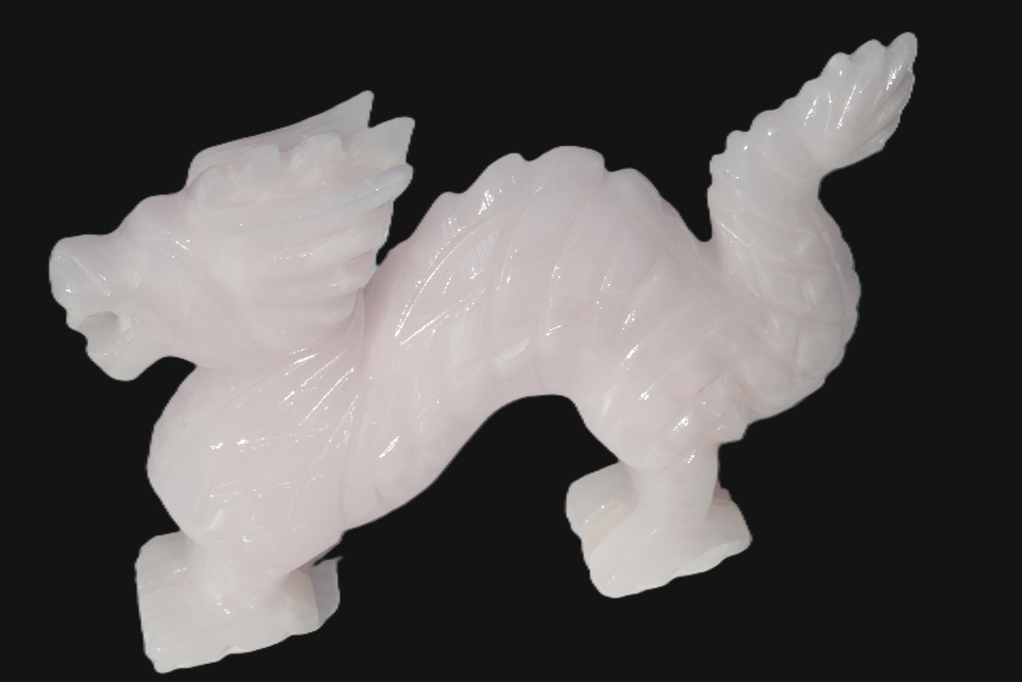 Mangano Calcite hand-carved Dragon 952g Rocks and Things