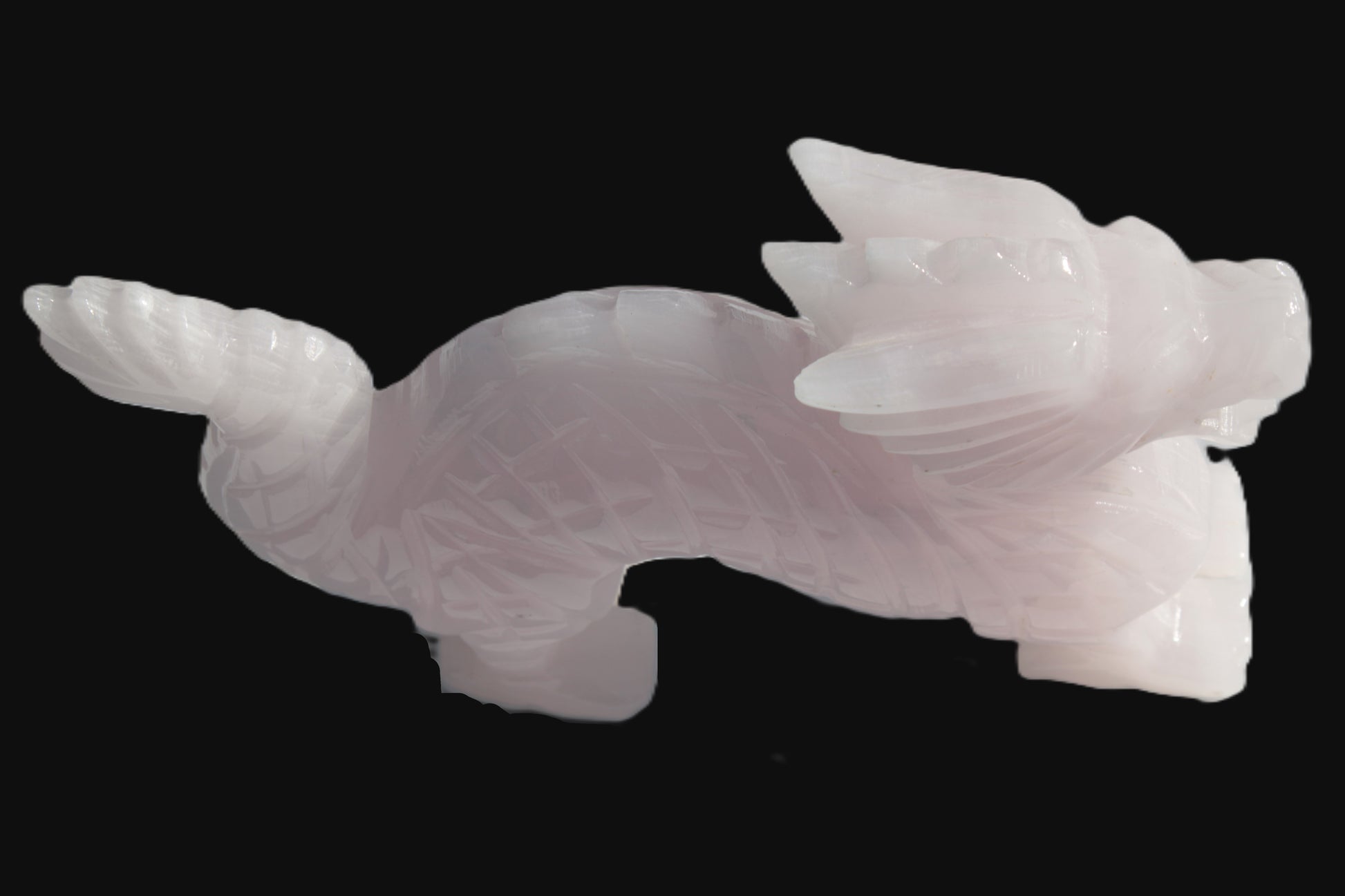 Mangano Calcite hand-carved Dragon 952g Rocks and Things