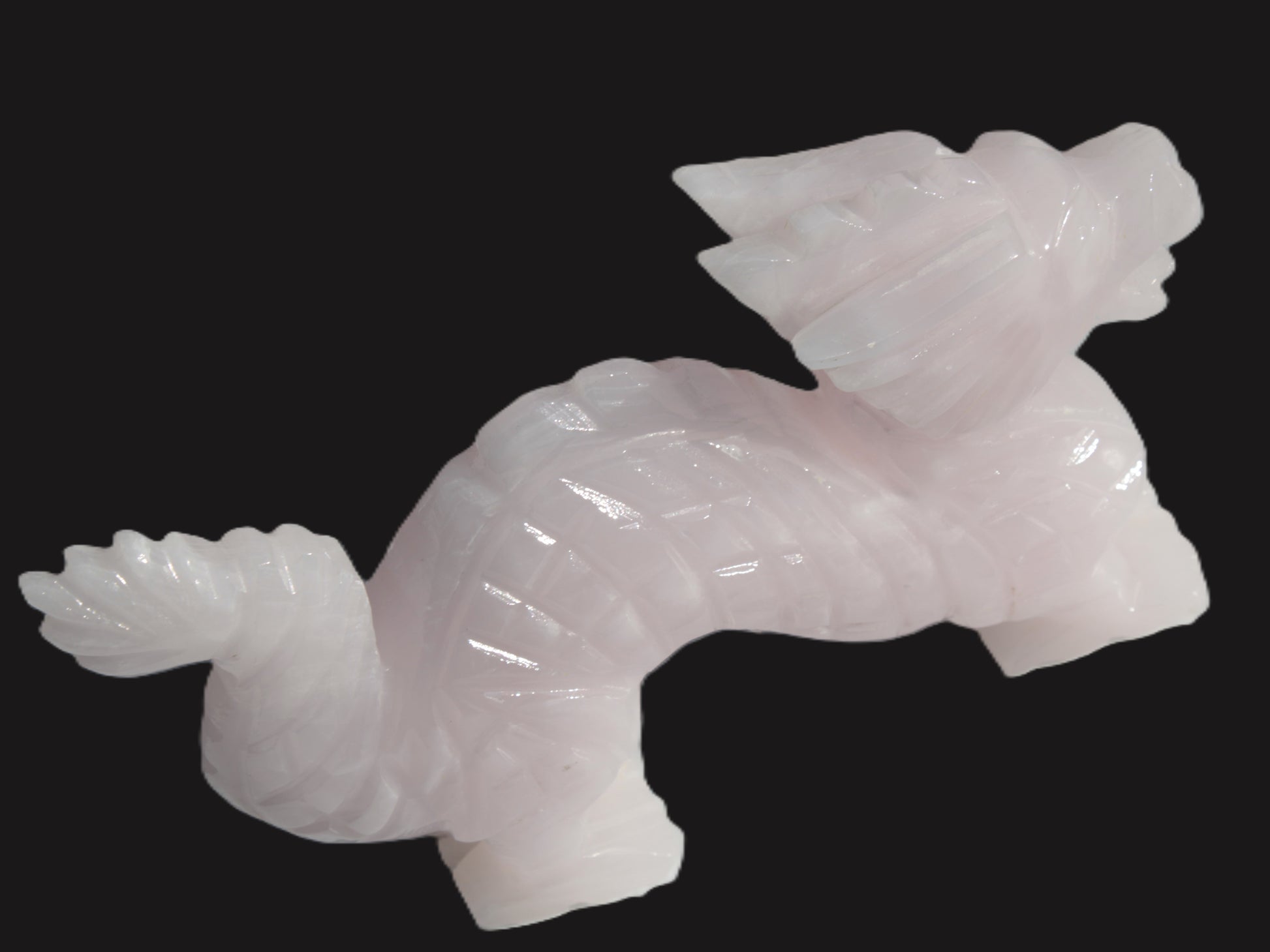 Mangano Calcite hand-carved Dragon 952g Rocks and Things