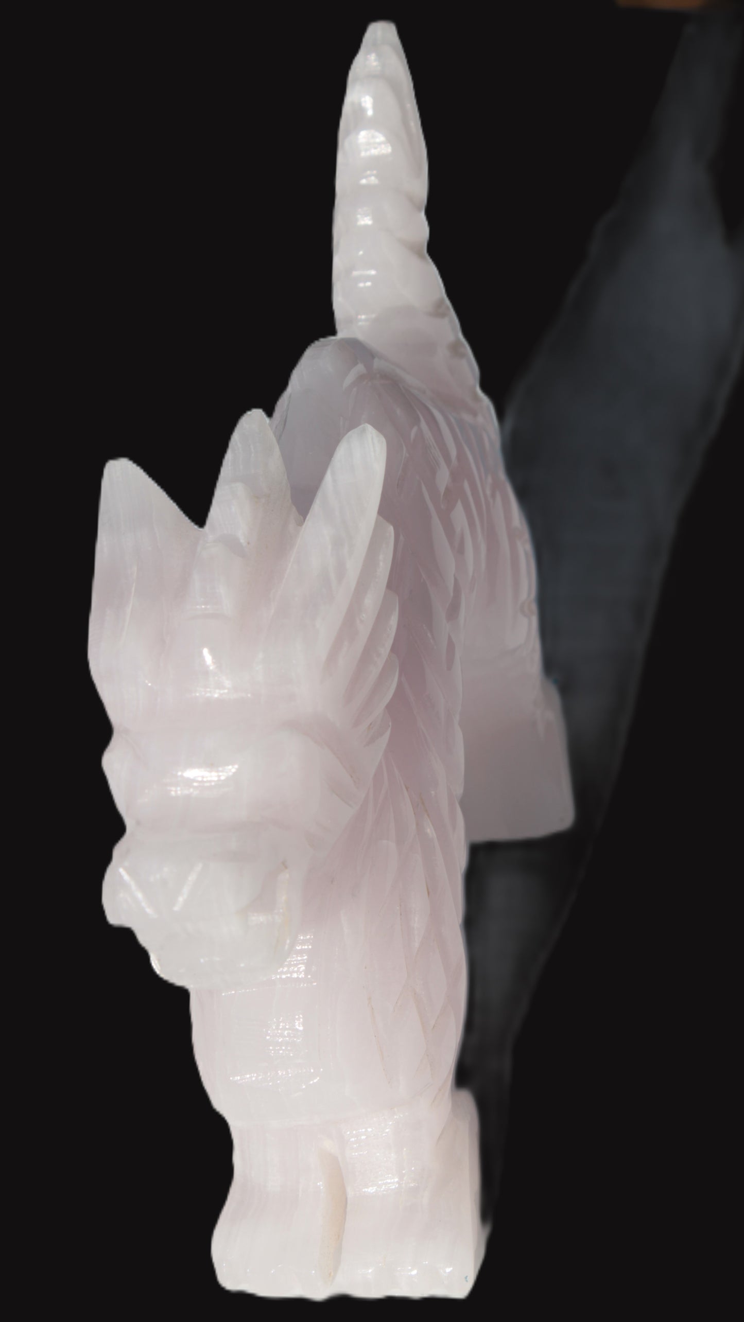 Mangano Calcite hand-carved Dragon 952g Rocks and Things