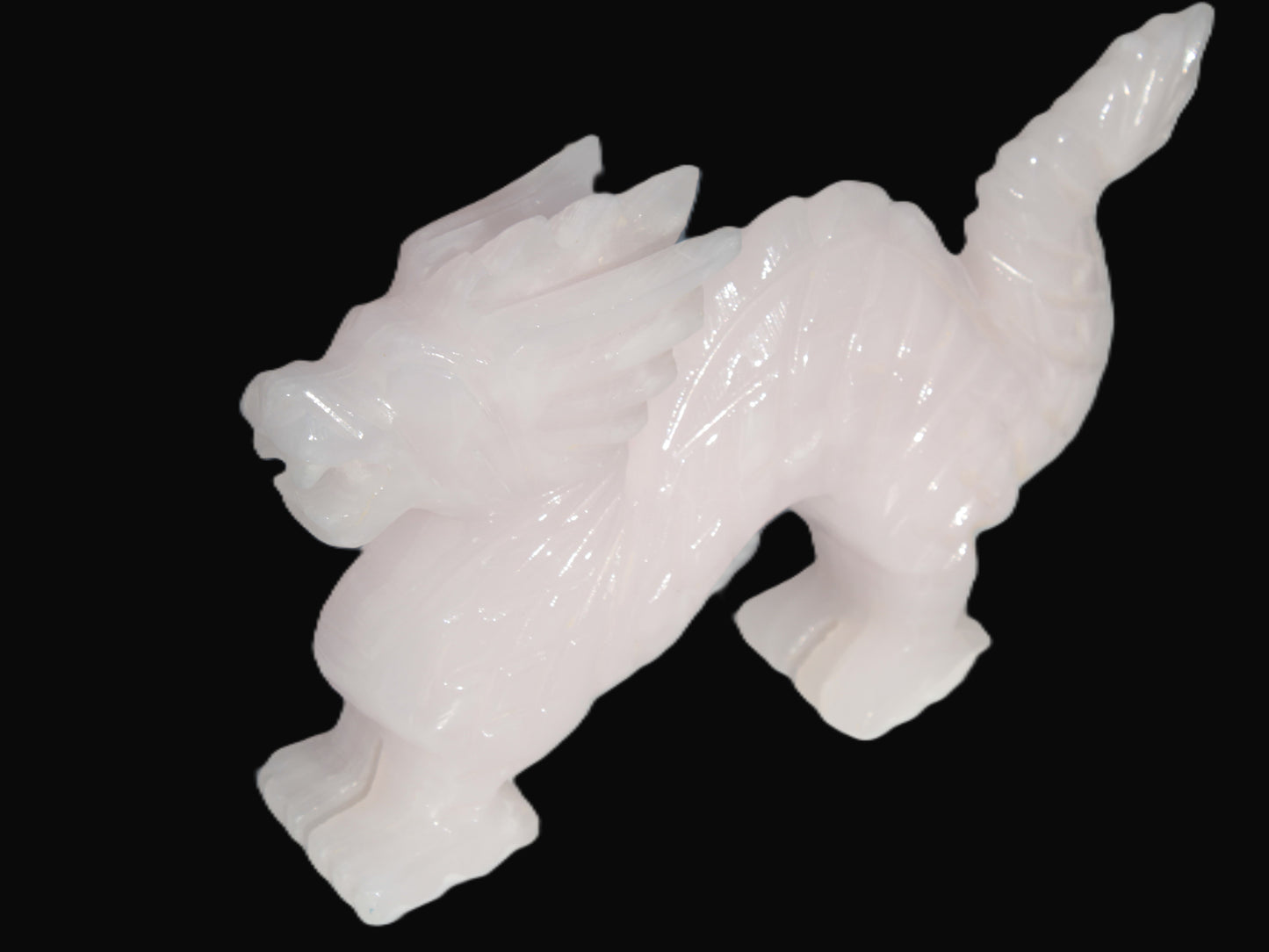 Mangano Calcite hand-carved Dragon 952g Rocks and Things