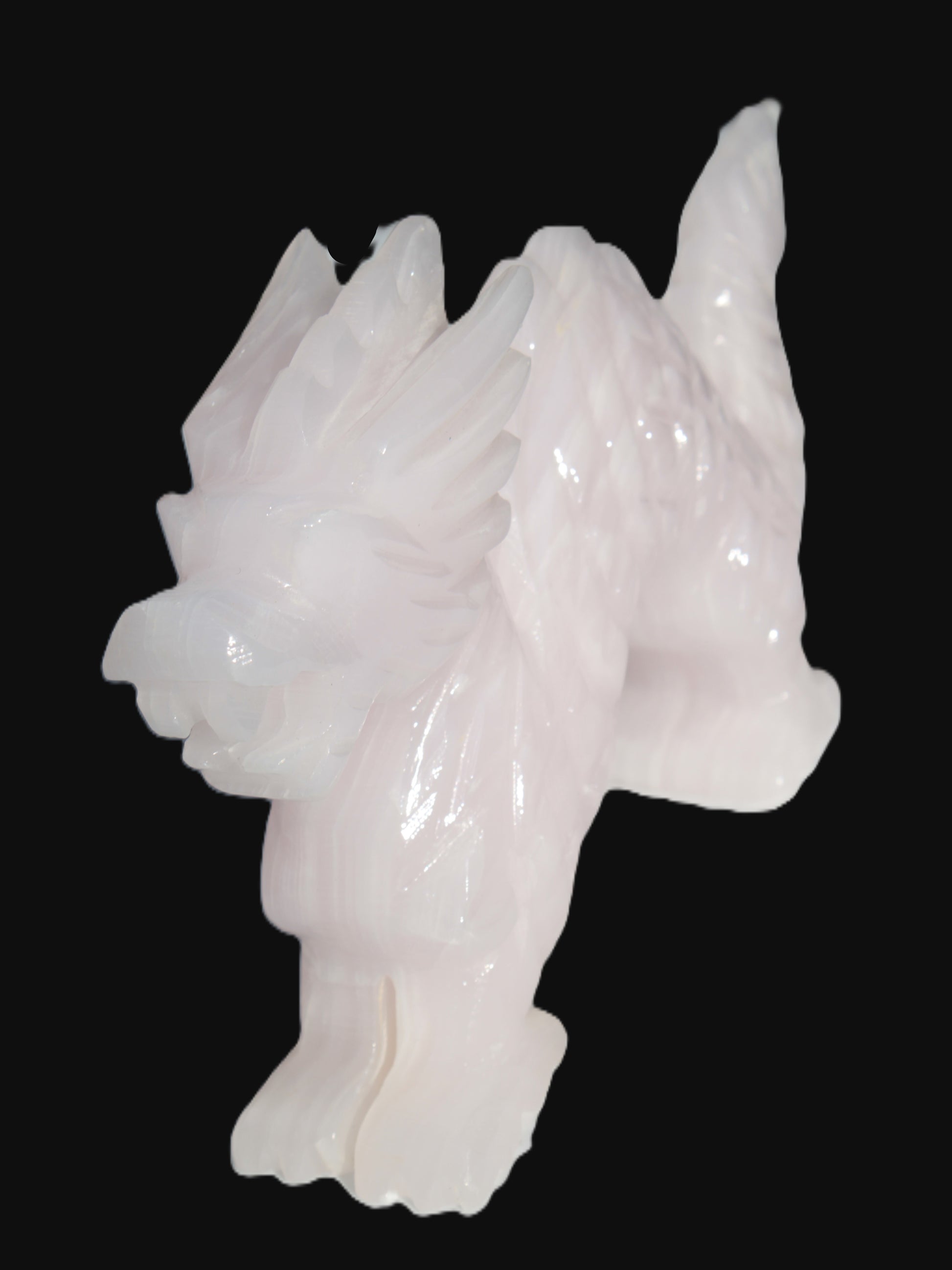 Mangano Calcite hand-carved Dragon 907g Rocks and Things