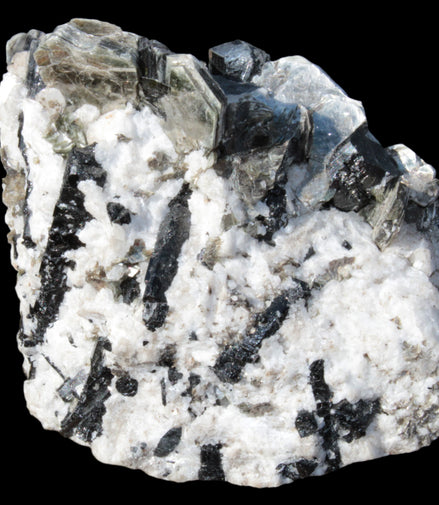 Black Tourmaline crystals massed with amazing Lepidolite sandwiches and Muscovite clusters in Feldspar matrix 800g - Rocks and Things Store