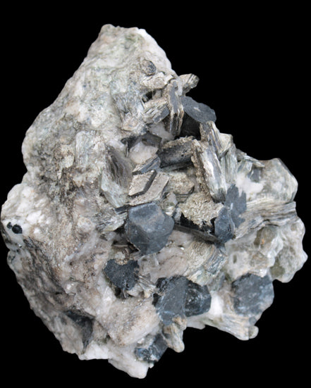 Black Tourmaline crystals massed with amazing Lepidolite sandwiches and Muscovite clusters in Feldspar matrix 800g in sunlight - Rocks and Things Store
