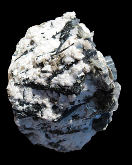 Black Tourmaline crystals massed with amazing Lepidolite sandwiches and Muscovite clusters in Feldspar matrix 800g in sunlight - Rocks and Things Store