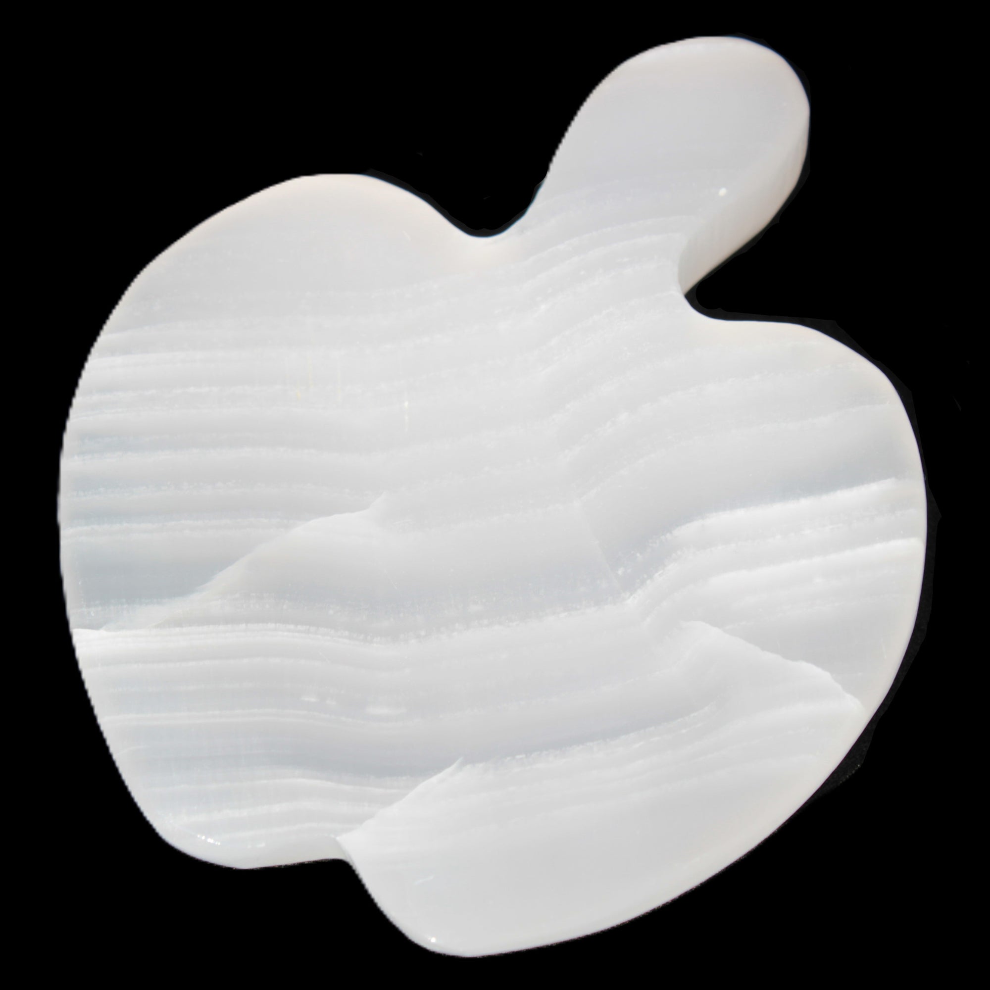 Mangano Calcite hand-carved apple 50-59g in sunlight - Rocks and Things Store
