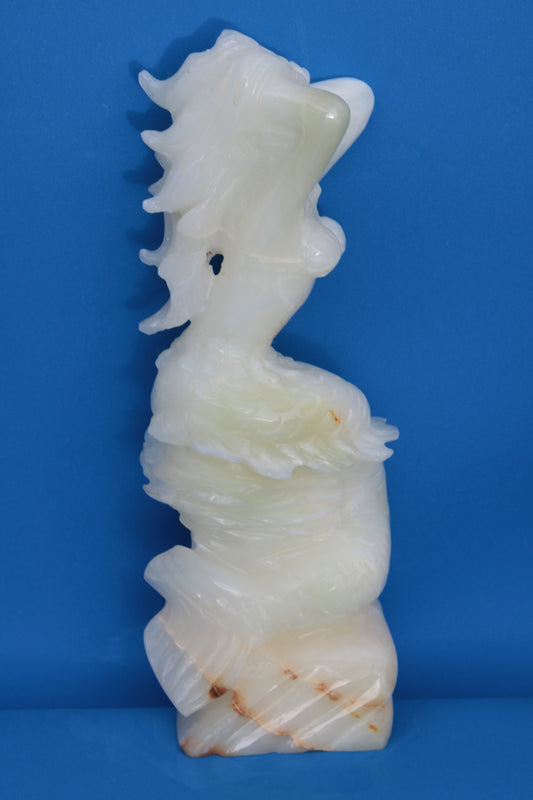 Mermaid hand-carved White Jade 320mm 3900g Rocks and Things