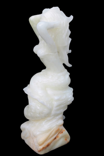 Mermaid hand-carved White Jade 320mm 3900g Rocks and Things