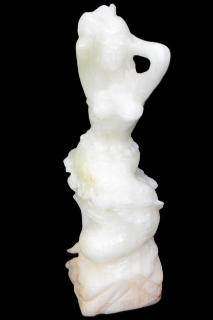 Mermaid hand-carved White Jade 320mm 3900g Rocks and Things