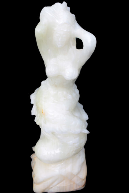 Mermaid hand-carved White Jade 320mm 3900g Rocks and Things