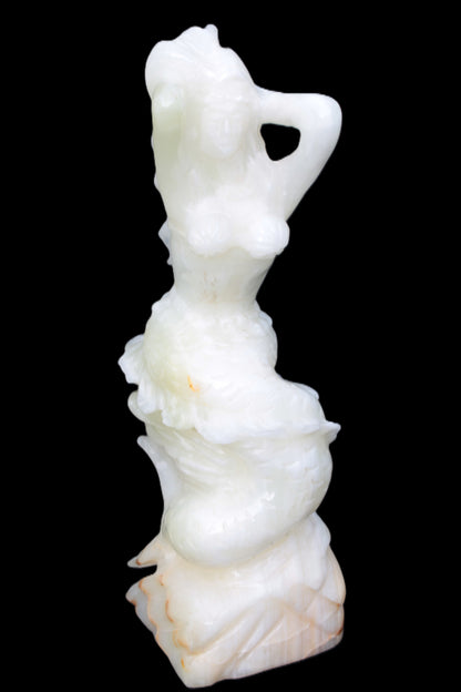 Mermaid hand-carved White Jade 320mm 3900g Rocks and Things