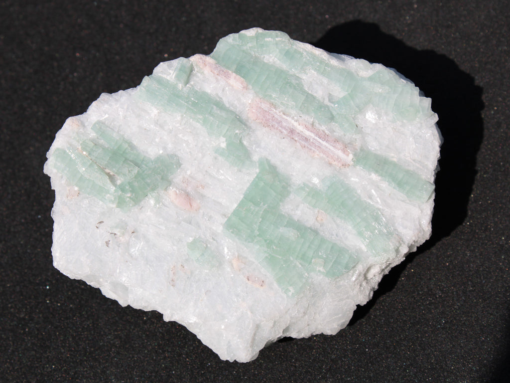 Soft Mint-Green and Pink Tourmaline on marble from Afghanistan 80mm 833ct 166.6g Rocks and Things