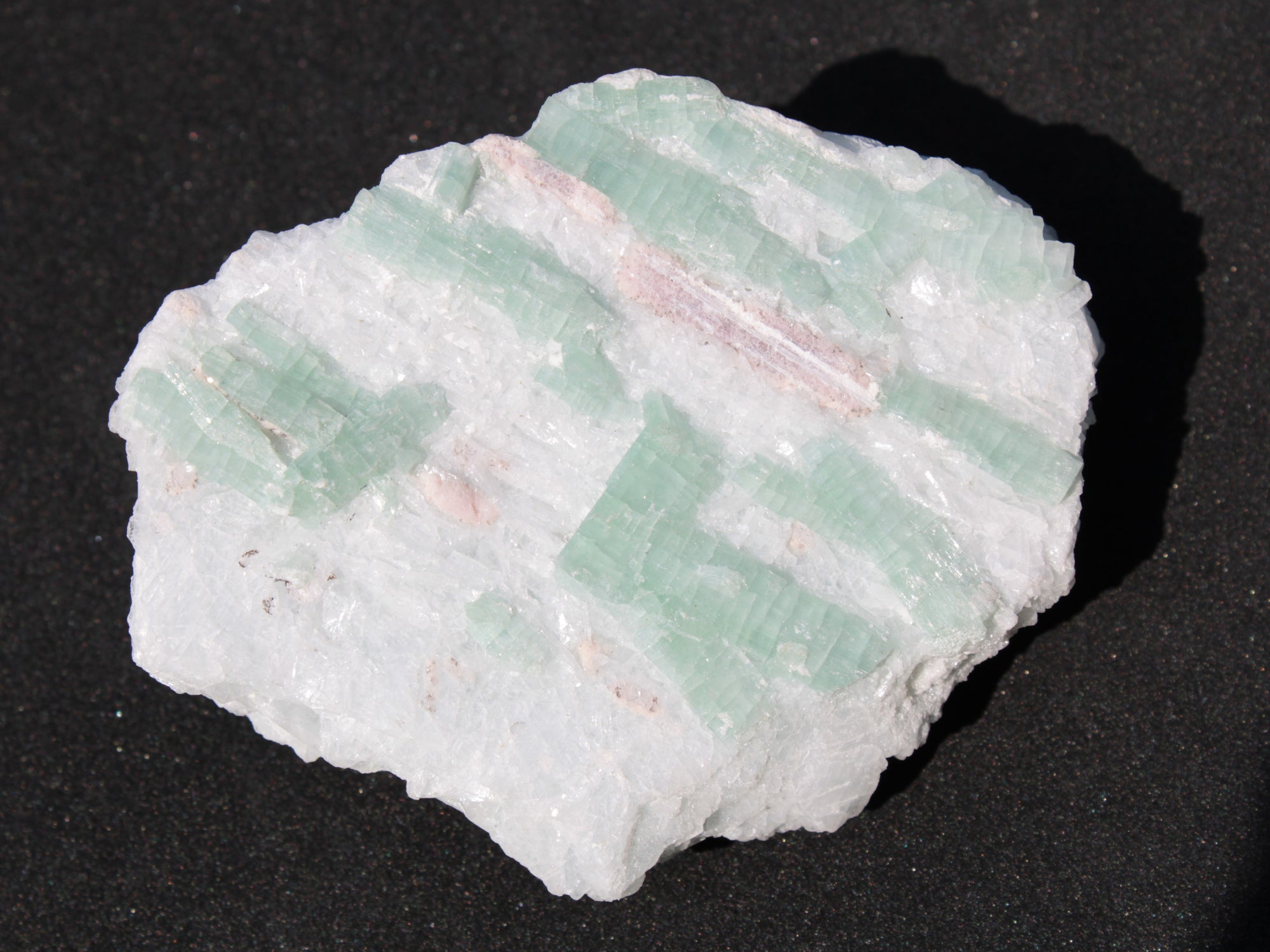 Soft Mint-Green and Pink Tourmaline on marble from Afghanistan 80mm 833ct 166.6g Rocks and Things
