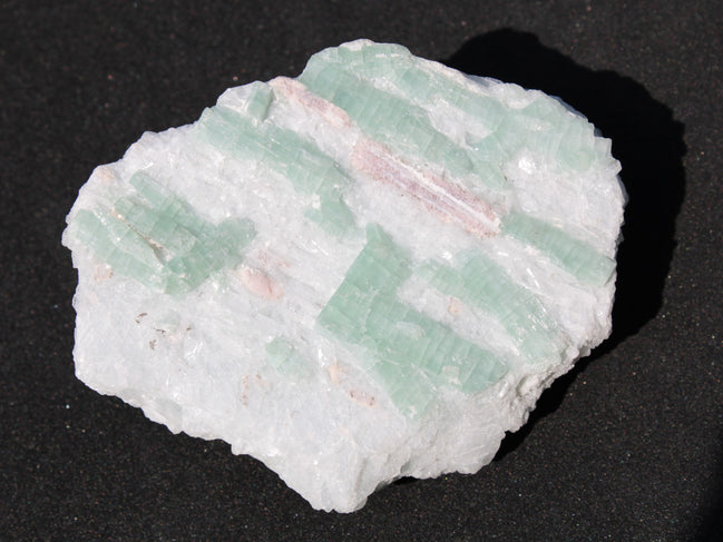 Soft Mint-Green and Pink Tourmaline on marble from Afghanistan 80mm 833ct 166.6g Rocks and Things