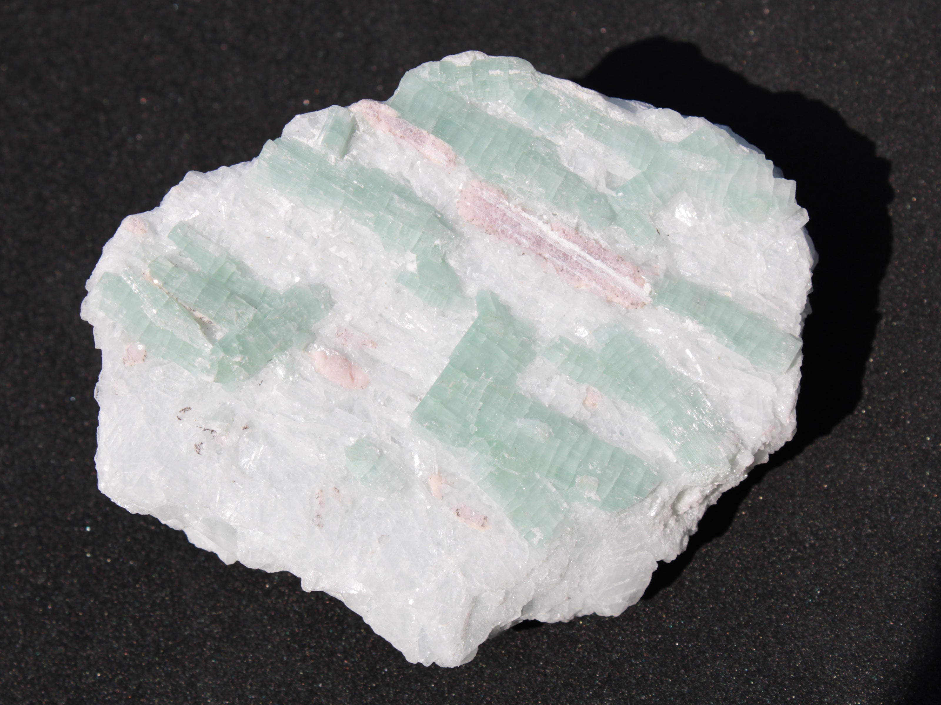 Soft Mint-Green and Pink Tourmaline on marble from Afghanistan 80mm 833ct 166.6g Rocks and Things