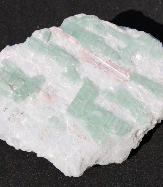 Soft Mint-Green and Pink Tourmaline on marble from Afghanistan 80mm 833ct 166.6g Rocks and Things