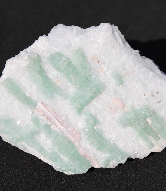 Soft Mint-Green and Pink Tourmaline on marble from Afghanistan 80mm 833ct 166.6g Rocks and Things