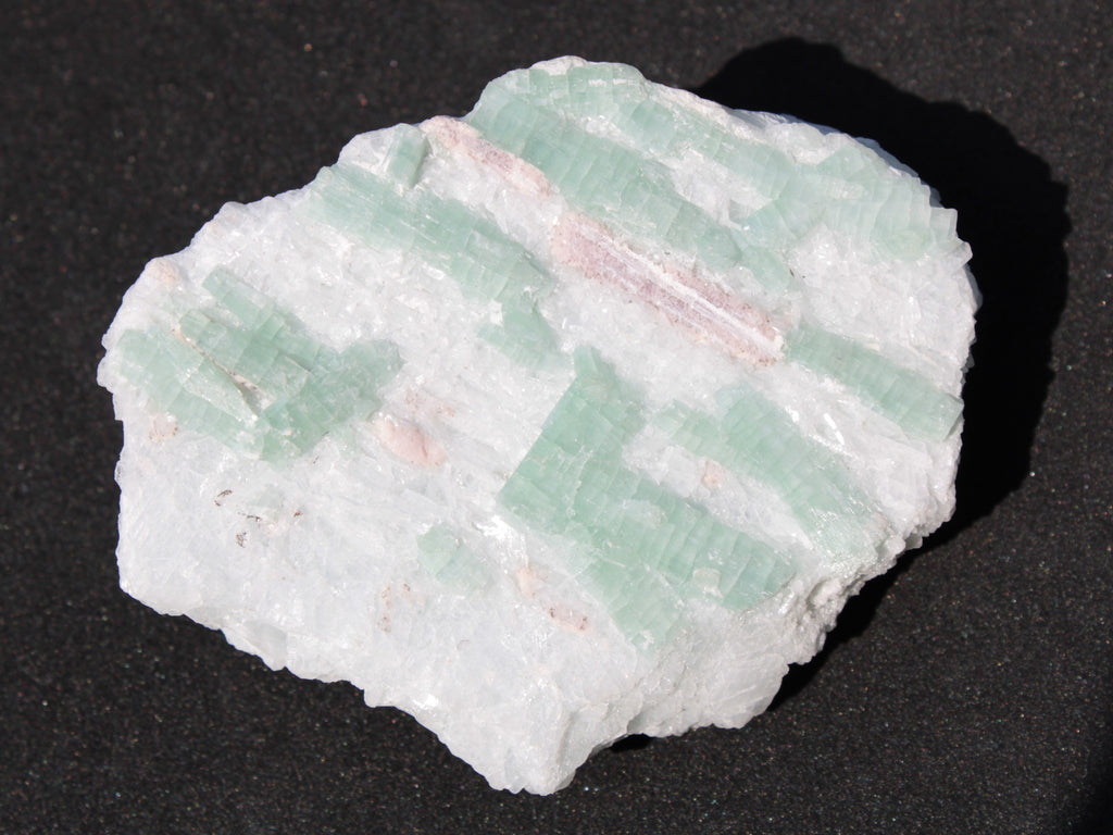 Soft Mint-Green and Pink Tourmaline on marble from Afghanistan 80mm 833ct 166.6g Rocks and Things