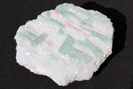 Soft Mint-Green and Pink Tourmaline on marble from Afghanistan 80mm 833ct 166.6g Rocks and Things