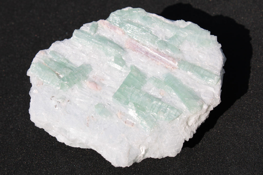 Soft Mint-Green and Pink Tourmaline on marble from Afghanistan 80mm 833ct 166.6g Rocks and Things