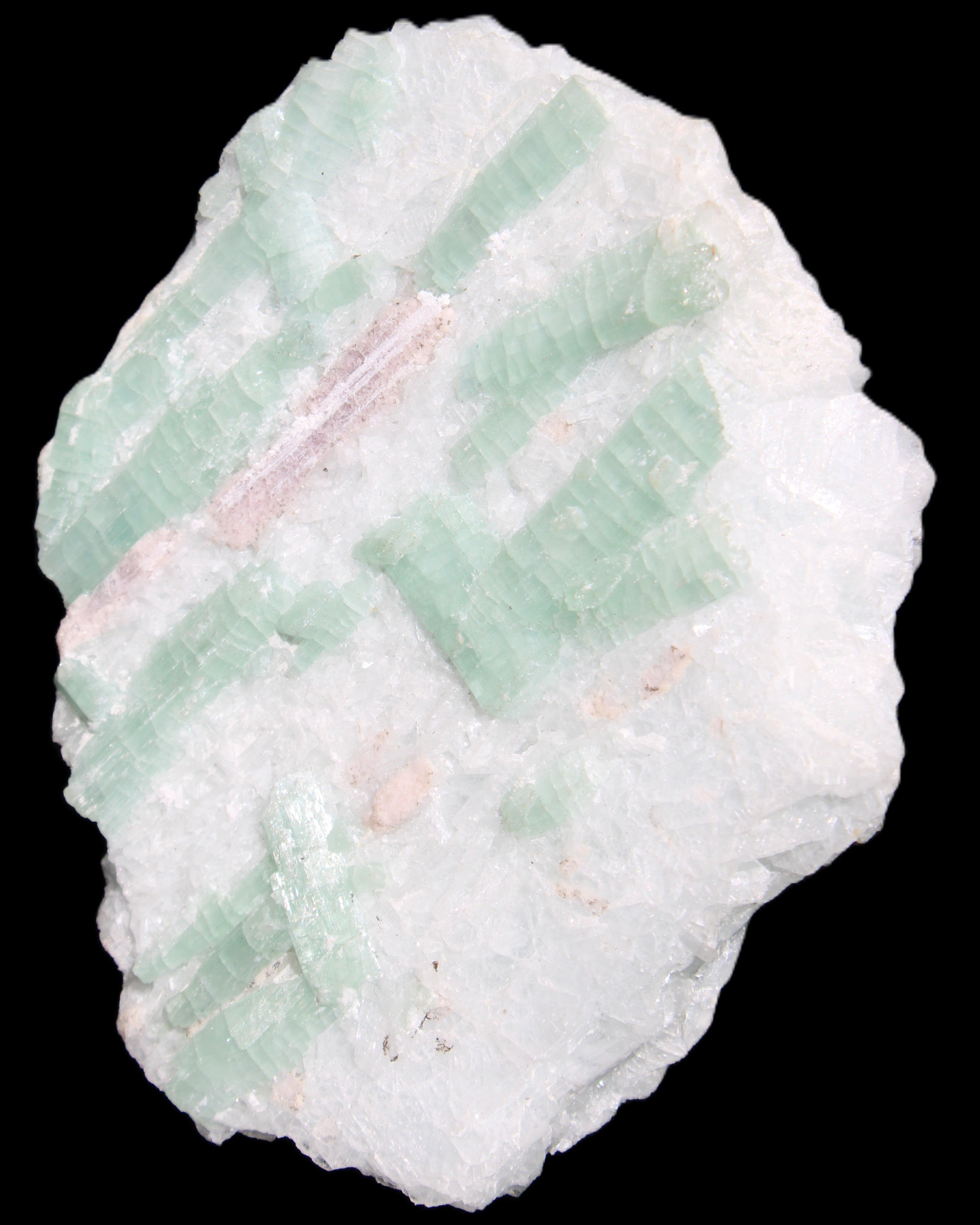 Soft Mint-Green and Pink Tourmaline on matrix from Afghanistan 80mm 833ct 166.6g in sunlight - Rocks and Things Store