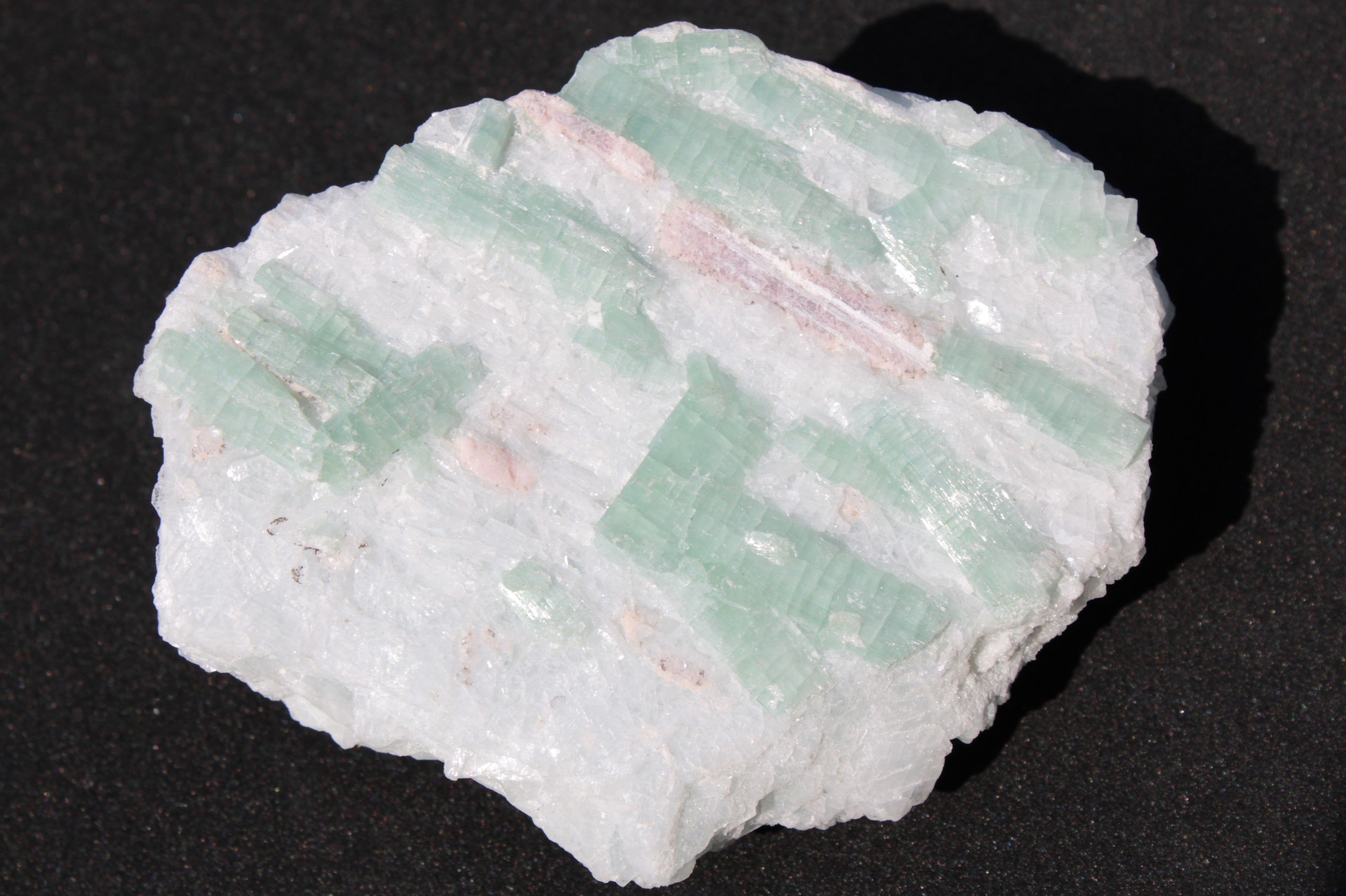 Soft Mint-Green and Pink Tourmaline on marble from Afghanistan 80mm 833ct 166.6g Rocks and Things