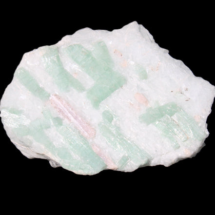Soft Mint-Green and Pink Tourmaline on matrix from Afghanistan 80mm 833ct 166.6g in sunlight - Rocks and Things Store