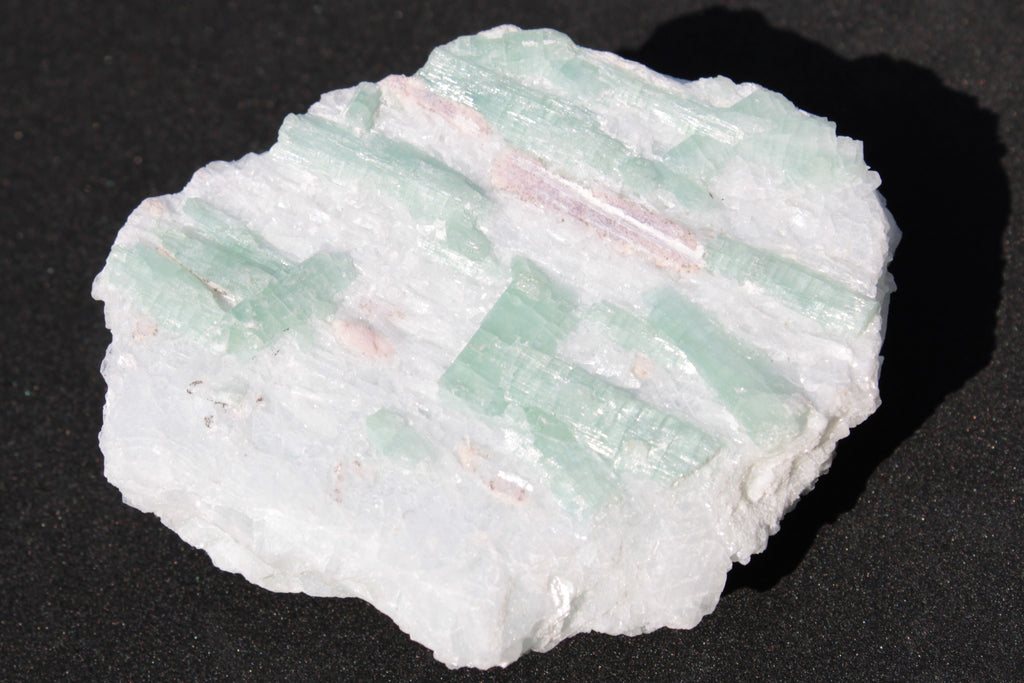 Soft Mint-Green and Pink Tourmaline on marble from Afghanistan 80mm 833ct 166.6g Rocks and Things