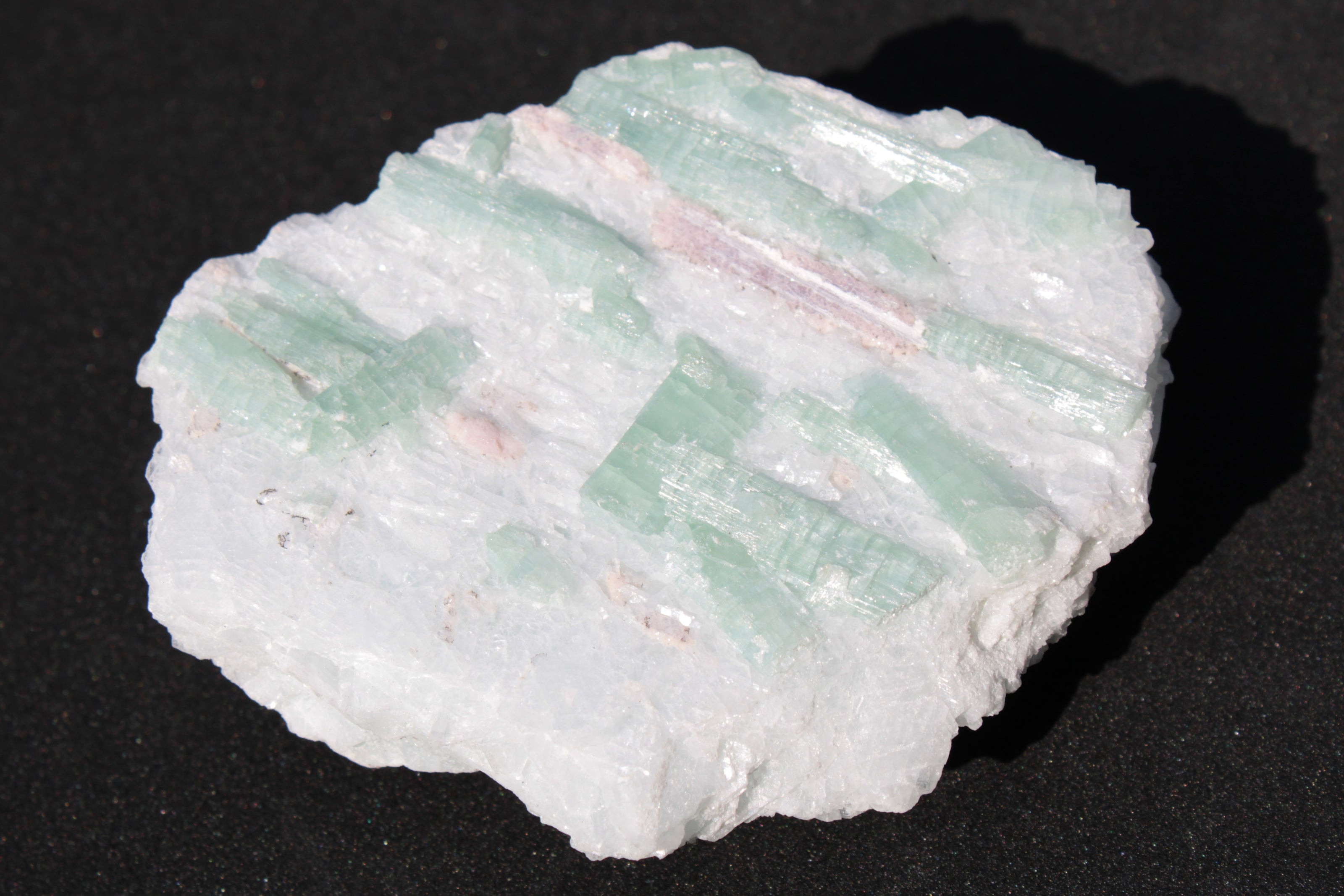 Soft Mint-Green and Pink Tourmaline on marble from Afghanistan 80mm 833ct 166.6g Rocks and Things