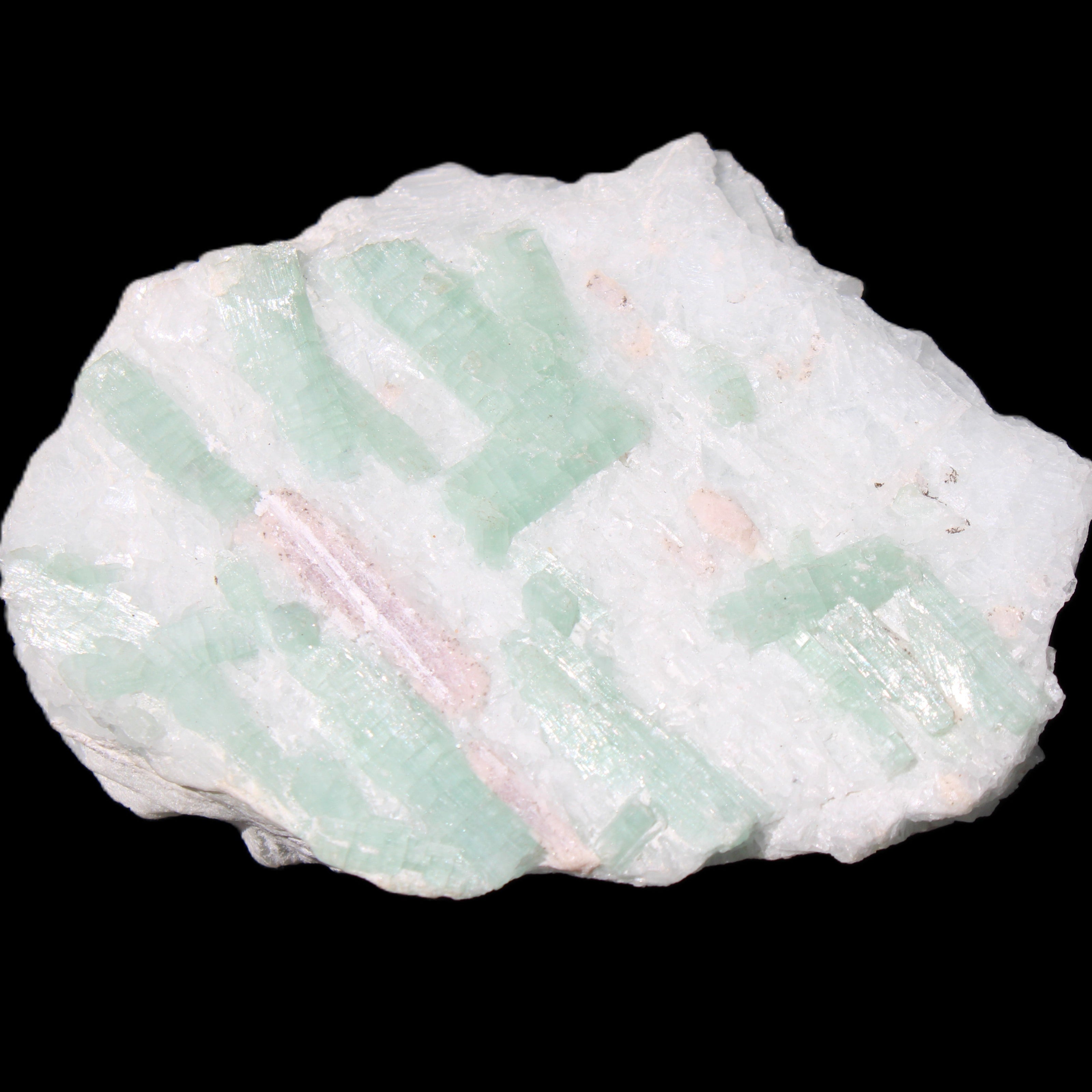 Soft Mint-Green and Pink Tourmaline on matrix from Afghanistan 80mm 833ct 166.6g in sunlight - Rocks and Things Store