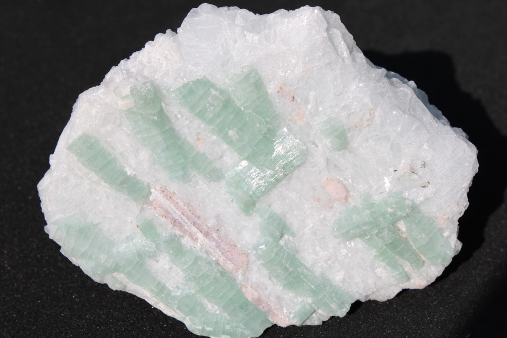 Soft Mint-Green and Pink Tourmaline on marble from Afghanistan 80mm 833ct 166.6g Rocks and Things