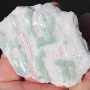Soft Mint-Green and Pink Tourmaline on marble from Afghanistan 80mm 833ct 166.6g Rocks and Things