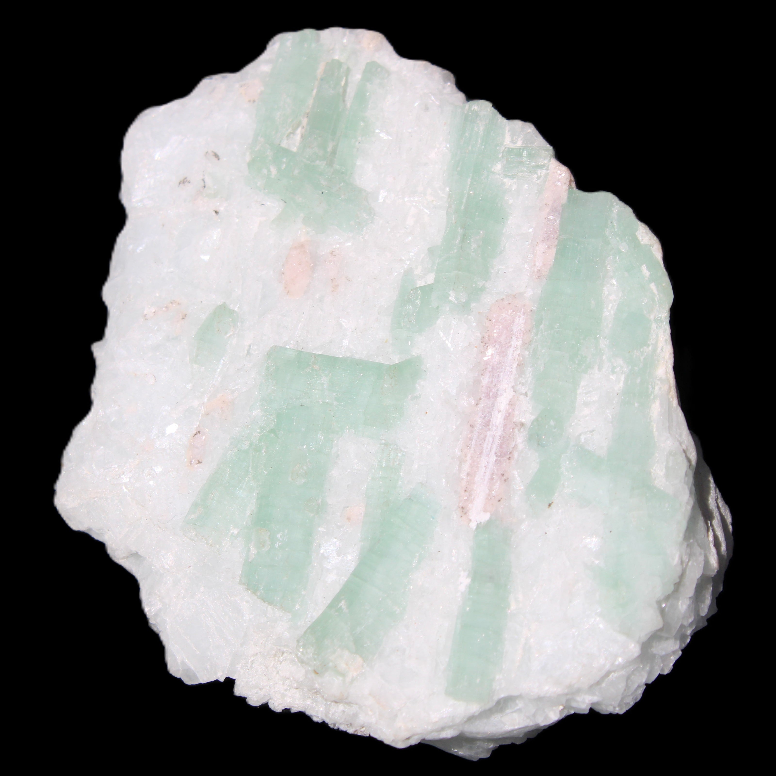 Soft Mint-Green and Pink Tourmaline on matrix from Afghanistan 80mm 833ct 166.6g in sunlight - Rocks and Things Store