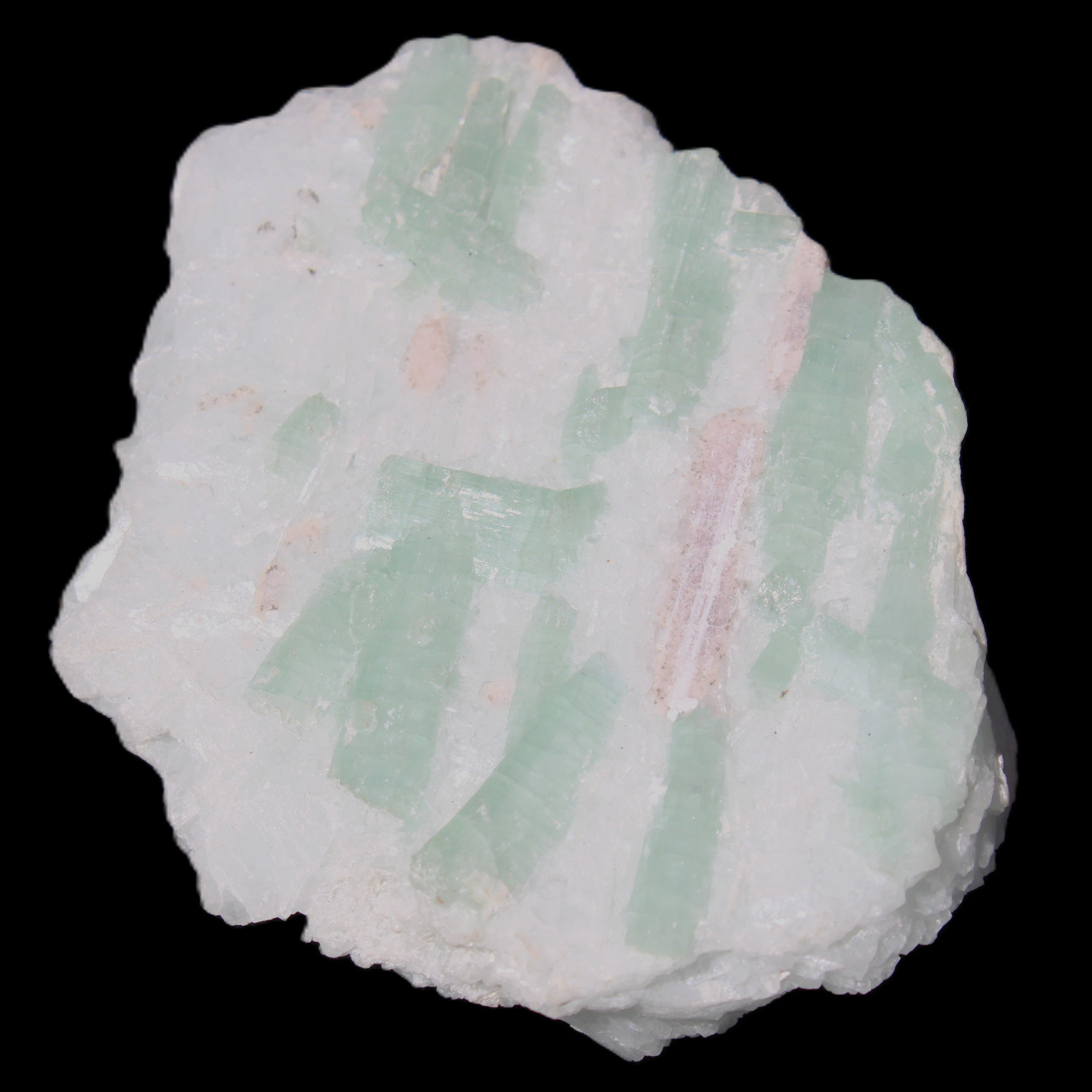 Soft Mint-Green and Pink Tourmaline on matrix from Afghanistan 80mm 833ct 166.6g in sunlight - Rocks and Things Store